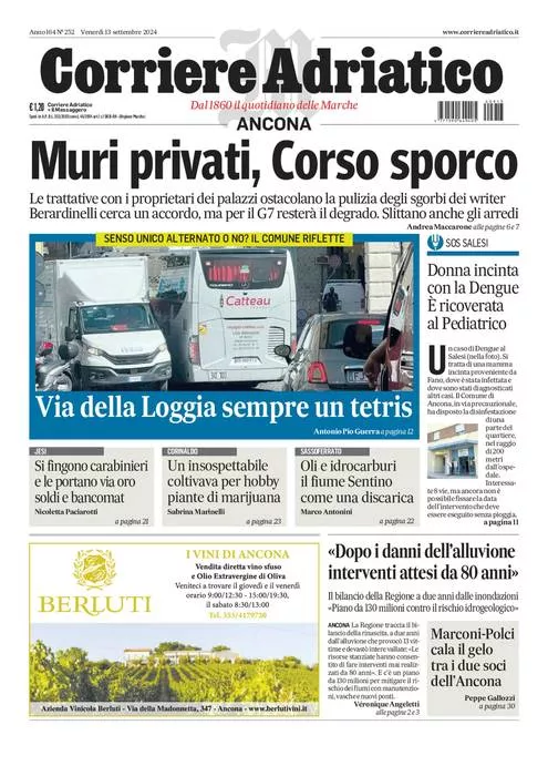 Prima-pagina-corriere adriatico-edizione-di-oggi-13-09-2024